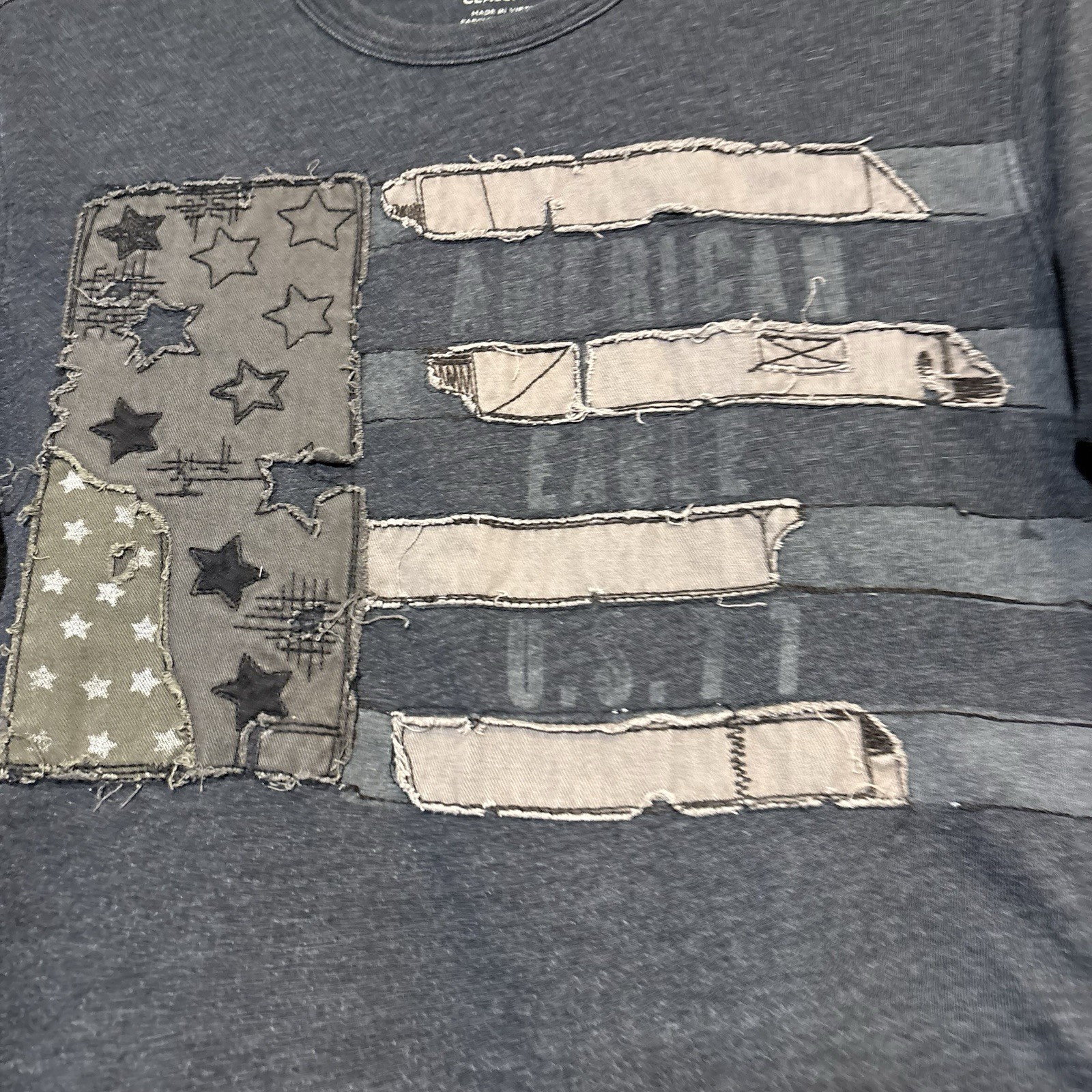 American Eagle Distressed Patchwork Star Y2K Patr… - image 2