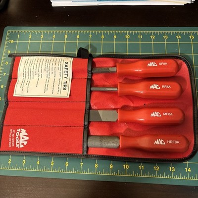 Mac Tools SCBF4AK  4pc Bastard File Set Red Comfort Grip Handles and Red Kit Bag