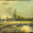 Vintage Original Oil Painting by J.C. Charles – Landscape Farmhouse Scene Signed