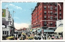 Boardwalk, Alamac Hotel, Atlantic City, New Jersey - 1922 Posted w/b Postcard