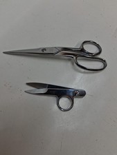 Gingher 8 Inch Shears Scissors Curved Handle Chrome And 4 1/4 Snips Lot