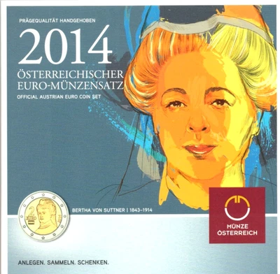 FITZ Österreich Austria Kleinmünzensatz 2014 Euro Bertha von Suttner µFIM4444 - Bild 1 von 3