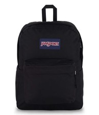 JanSport SuperBreak Plus Backpack Black Laptop Sleeve Bottle Pocket Travel Work