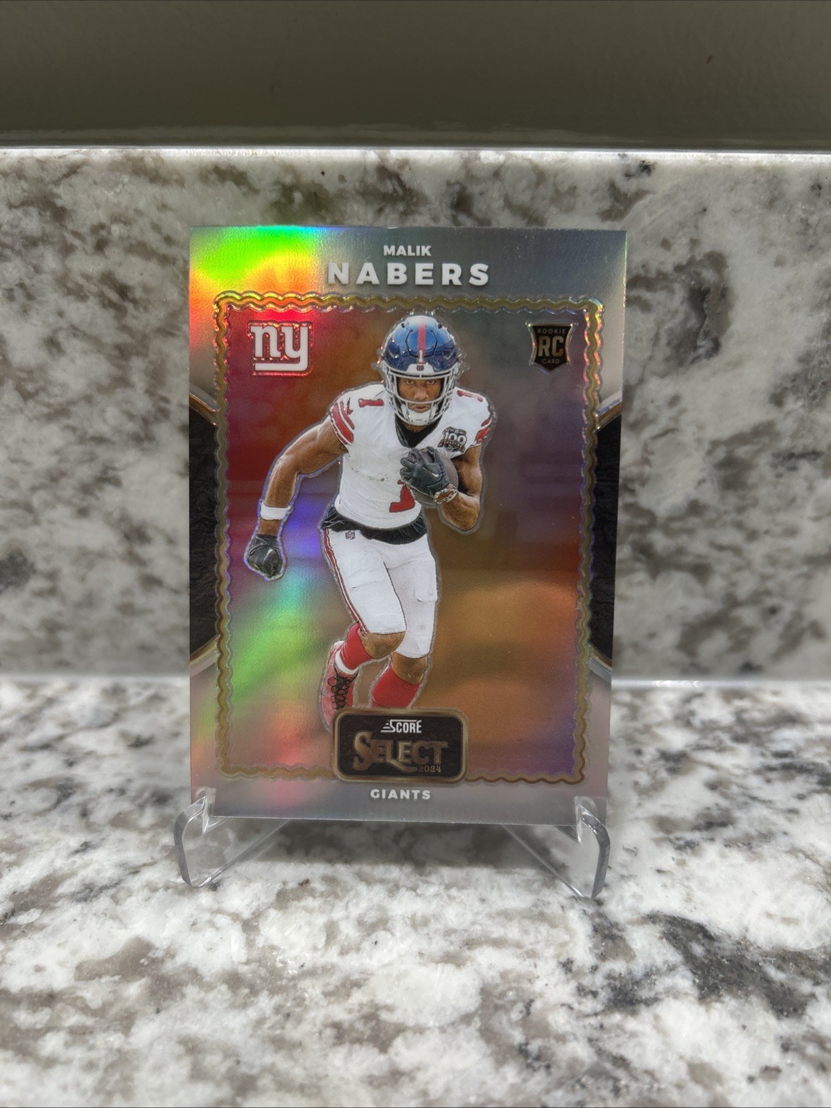 2024 Panini Select - Score Select Throwback Malik Nabers #24 Silver Prizm (RC)