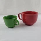 Fiesta SCARLET Red 16 oz Jumbo Cup + Shamrock Green Homer Laughlin Fiestaware