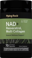 NAD Resveratrol Supplement Plus Collagen 70 Capsules by Piping Rock