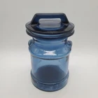 Vintage L.E. Smith Blue Glass 9" Milk Can Canister or Cookie Jar with Lid