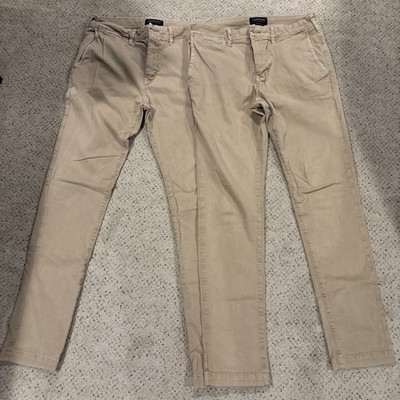 LOT 2 AMERICAN EAGLE EXTREME FLEX SKINNY STRAIGHT MENS 32X34 KHAKI PANTS