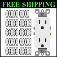 15 Amp Wall Outlet Pack of 50 - Durable, Easy Install with Push-In Wiring
