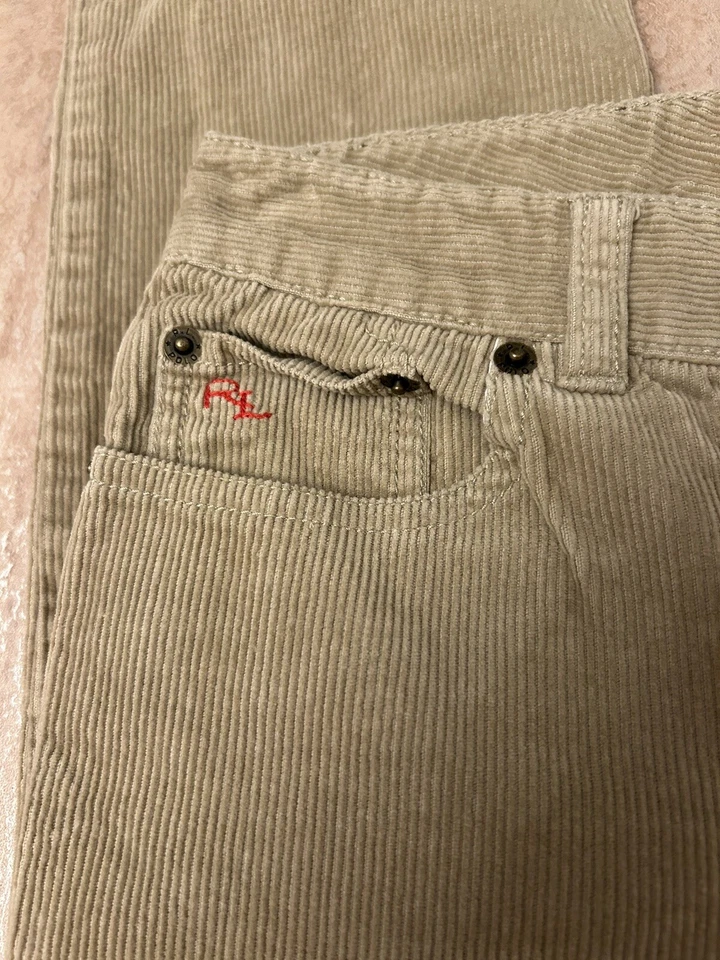 Polo Ralph Lauren Logo Crema Pana Pantalones Cuero Etiqueta Niñas Talla 10 Foto 2 de 4