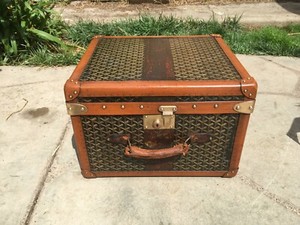 ANTIQUE FRENCH GOYARD STEAMER TRUNK LV louis vuitton Cabin purse bag hat box | eBay