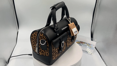 Dr. Martens KIEV Leopard Hair-On Top Handle Bag - Black