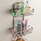 Retro Bathroom Shower Caddy Hanging Basket Toilet 2 Tier Storage Shelf Hook SOLI