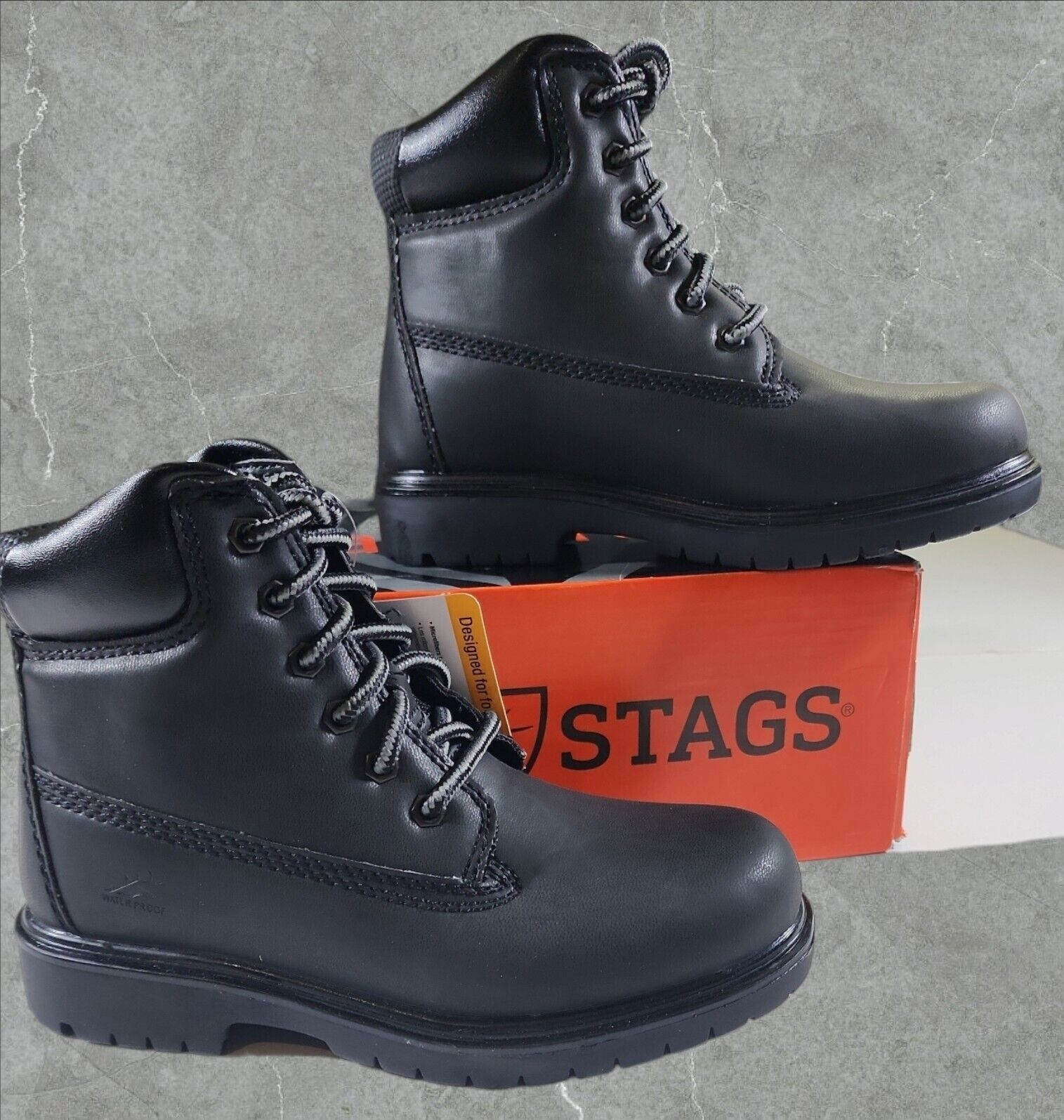 Deer Stags Mak2 Black Round Toe Lace Up Low Top Leather Boots Boys Size US 13W