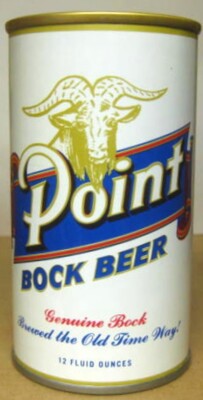 POINT BOCK BEER ss CAN with Gold GOAT, Stevens Point Brewery WISCONSIN 1980 1/1+