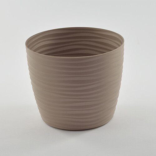 Moderner Blumentopf 3D-Druck Design - Dekorativer Übertopf | Mit Untersetzer Mattbraun/Schwarz