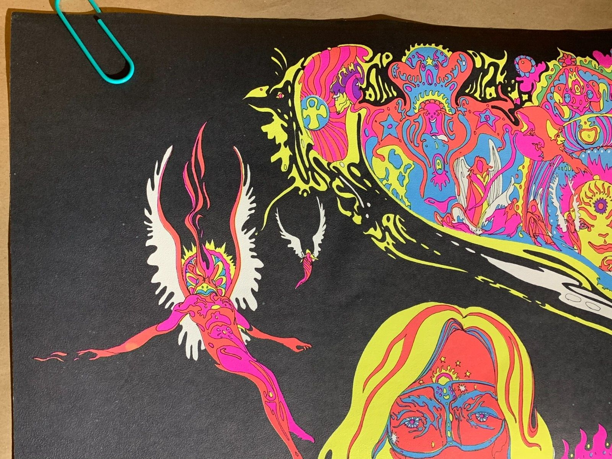 RIDING EASY VINTAGE 1969 HEADSHOP BLACKLIGHT POSTER By WESPAC