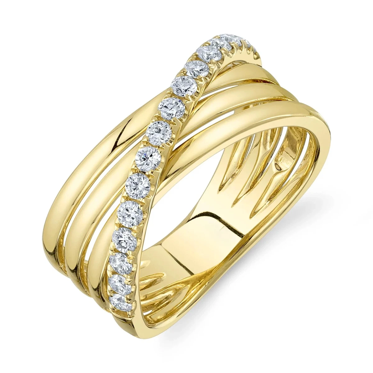 Multi row diamond 2024 ring yellow gold
