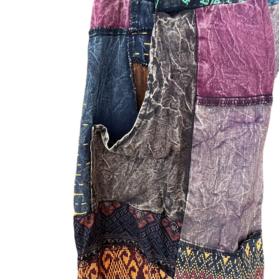 Kathmandu Imports Patchwork Wide Leg Jumpsuit Overalls Boho Hippy