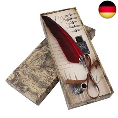 Walfront Quill Feather Quill Pen Set Vintage Feder Stift Tinte Set Antike