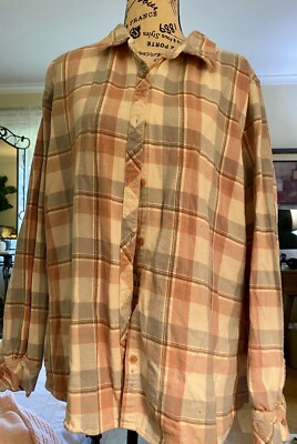 Womens 3X Pink Plaid Cotton Flannel  Shirt Schmidt Workwear Fit For Her Buttons