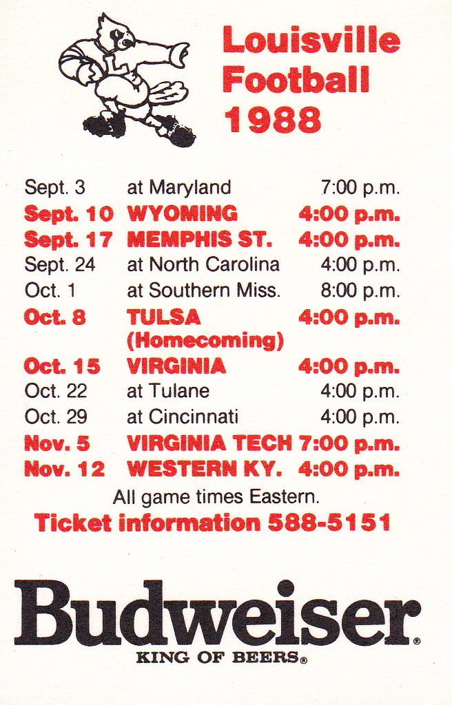 1988-university-of-louisville-cardinals-football-pocket-schedule-ebay
