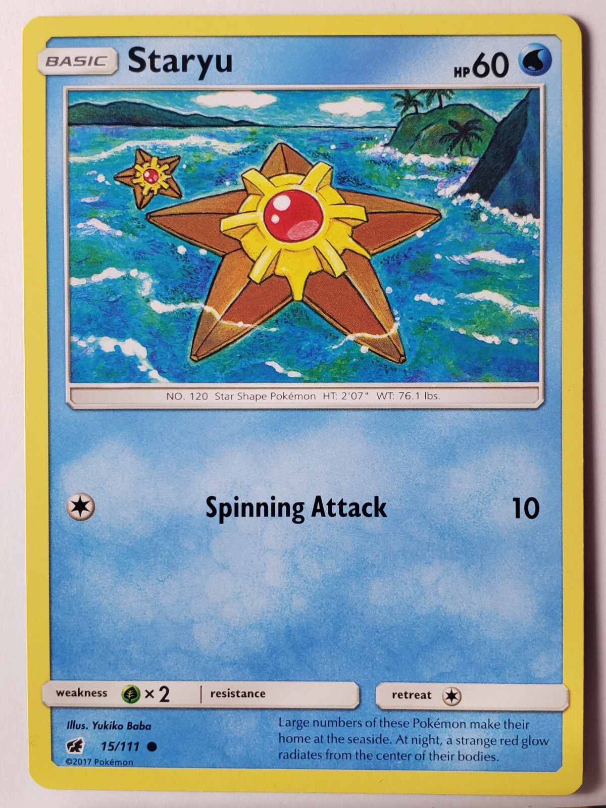 Staryu 15/111 NM - Crimson Invasion Pokemon Card - Yukiko Baba Art