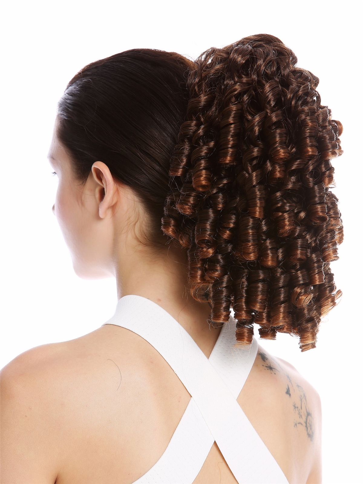 Hairpiece Ponytail Corkscrew Curls Curly Voluminous Chestnut Brown