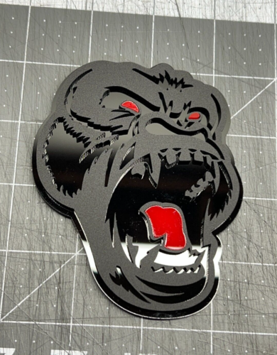 Angry Gorilla Red Eye Car Truck Emblem Badge Matte Black on Black Custom PK of 2 - Picture 6 of 10