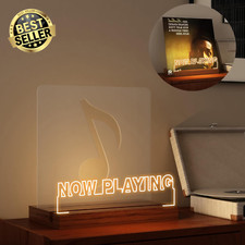 Now Playing Vinyl Stand, LED Light Up Wooden Acrylic Holder for Record Display