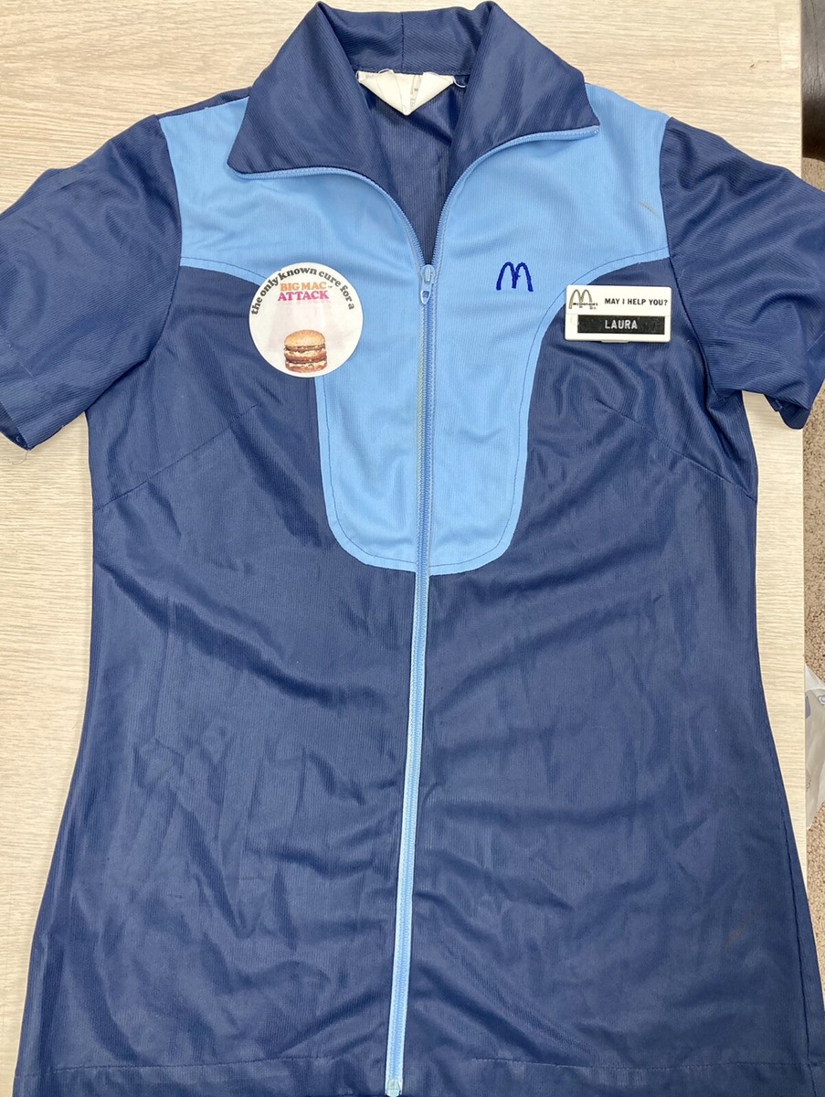 Vintage 70s McDonalds Employee Uniform,w/name tag & Big Mac Attack