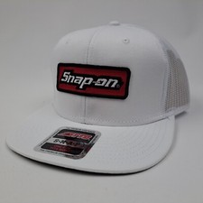 Snap On Cap Hat Embroidered Patch Trucker Mesh Snapback White