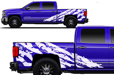 Custom Vinyl Decal Shred Wrap Kit for Chevy Silverado Truck 1500/2500 08-13 BLUE 