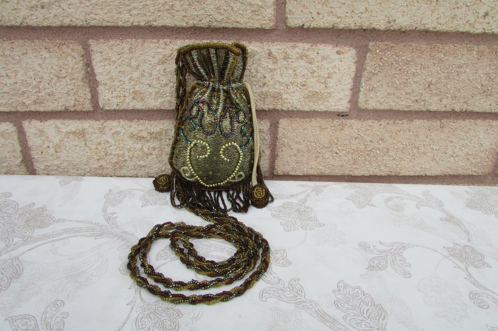 Hand Made Beaded Multicolor Mini Drawstring Fring… - image 6