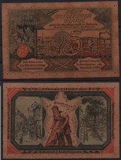 [#29110] - PRINTED ON BROWN SHEAP LEATHER: NOTGELD POESSNECK, 5 Million Mark, 11