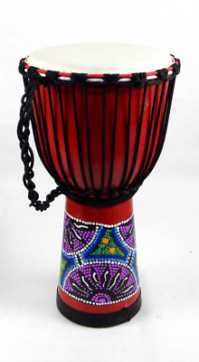 Trommel Bongo Holztrommel 50cm Höhe Bunt Bemalt Musikinstrument Djembe 25cm  