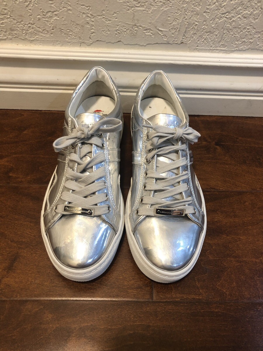 alessandro dell acqua Womens Fashion Sneakers Sliver Shoes Sz 39.5