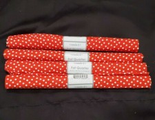4 Fat Quarter Bundle Precut 100 Cotton Fabric Red With White Polka Dot