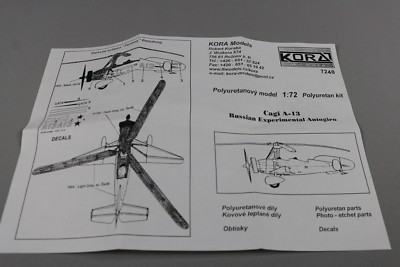 ZF867 Kora Models 1/72 maquette avion 7240 Cagi A-13 Russian Experimental Resin