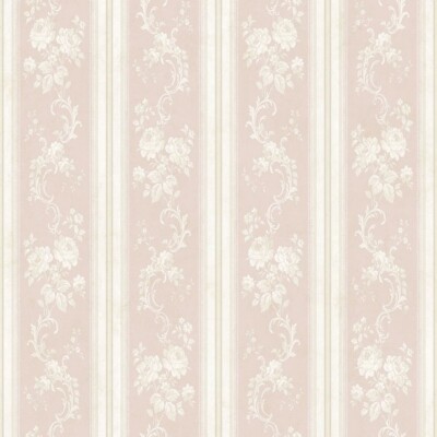 Light Pink Floral Stripe - Wallquest - French Cameo - FL90505