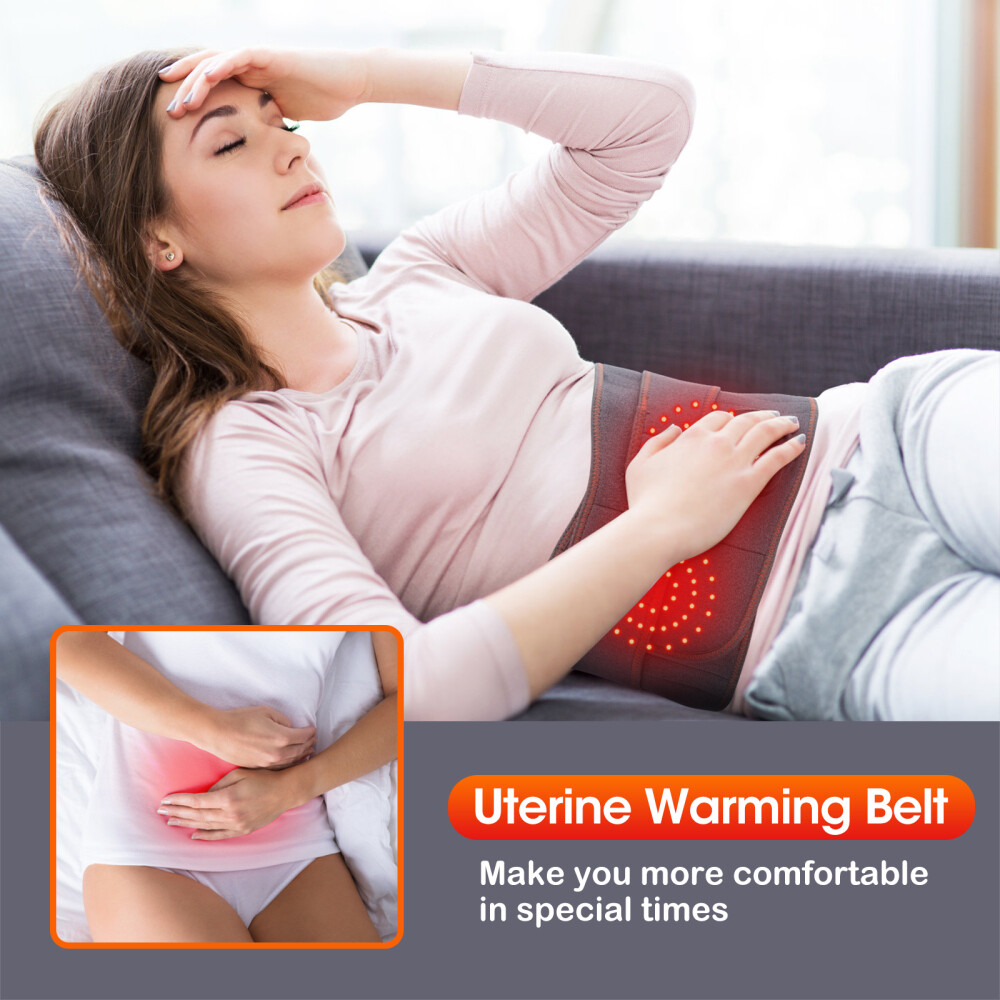 Lumbar Massager, Heated Waist Belt Wrap, Lower Back Massager with Heat Vibration