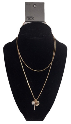 Nordstrom Rack Damen Double Gold Plated Double Halskette mit Charms und Perlen