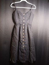 Reformation Black Linen Tori Dress Women’s Size 4 Spaghetti Strap Button Front