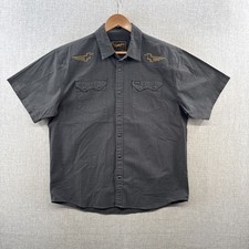 Howler Brothers Crosscut Shirt Large Pictograph Black Chambray Western Snap