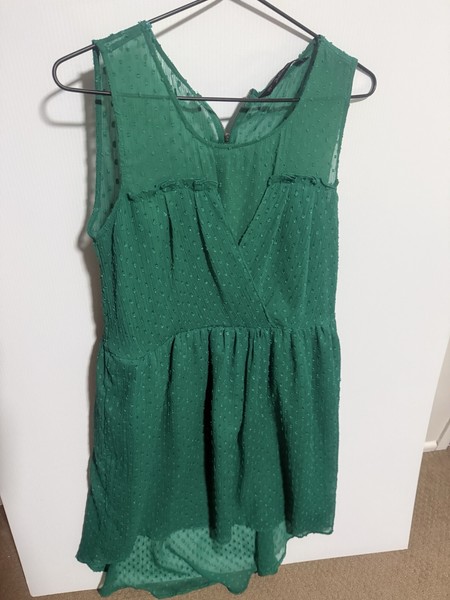 Zara Short Green Dress Size Large L Zipper clothing