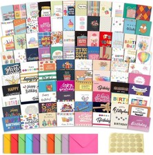 100 Pcs Happy Birthday Cards Bulk with Envelopes Box of Birthday Cards assorted