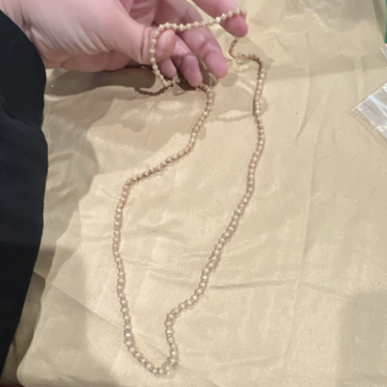 Beige Handmade Beaded Necklace with Ball/Bead Chain Undated No Stone Statement