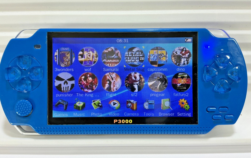 X6 P3000 Handheld Retro Game Console-4.3" Screen Blue 8GB 10,000+Video Games
