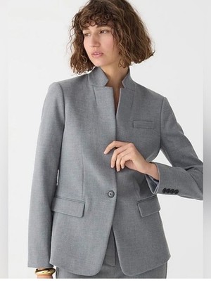 NEW J.Crew Regent Single Button Blazer Notch Collar Size 8P Gray Pockets Office