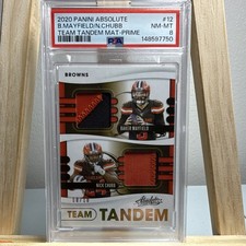 Panini 2020 Absolute Team Tandem Materials Prime /10 Mayfield Chubb #12 PSA 8 🏈